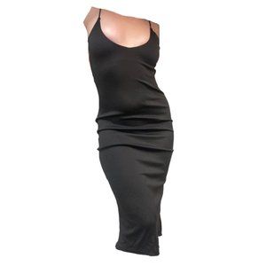 BASIC BLACK MIDI-DRESS W/ SLIT